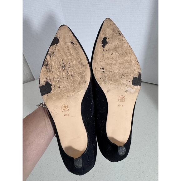 "CAPARROS" Vintage Black Pumps W/Bling Accents Size 6.5 Dress Shoe Slip On Sexy - Picture 8 of 10